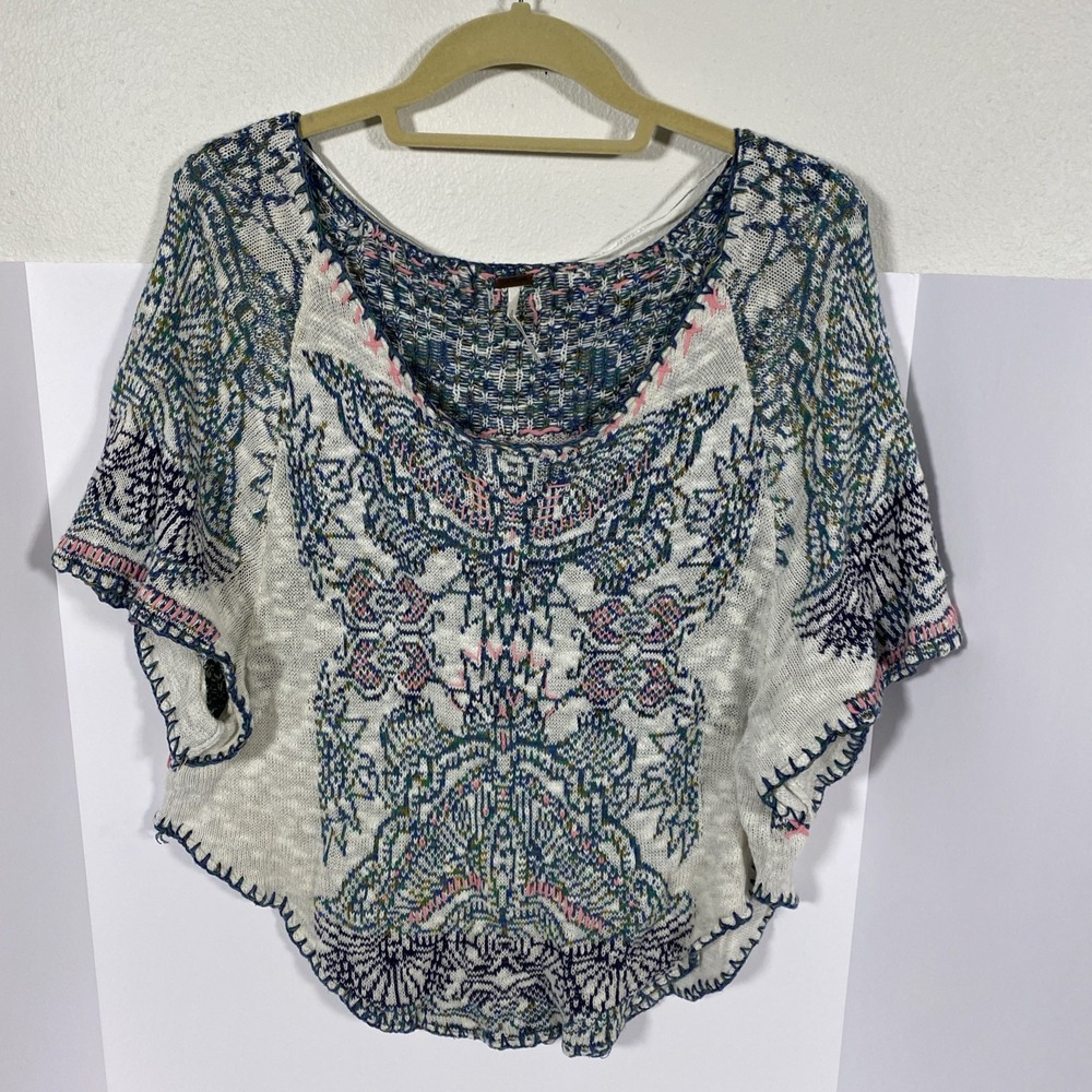 Free People  Oversized Cropped Knit‎ Sweater Top Round Bottom Small/petite R1